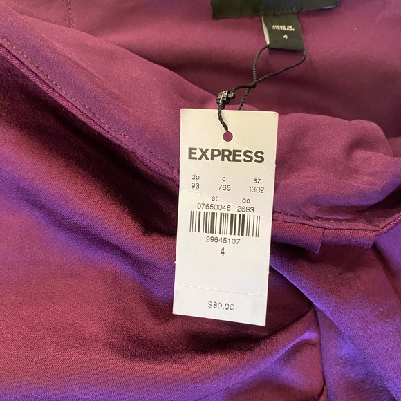 Express Plum High Waisted Draped Midi Skirt NWT Size 4 - Picture 2 of 4